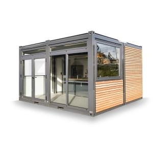 Wholesale 20ft Container Store Wood Grain Metal Frame Hotel Mobile House with Galvanized Steel Square Tubes and Flat Packaging from china suppliers