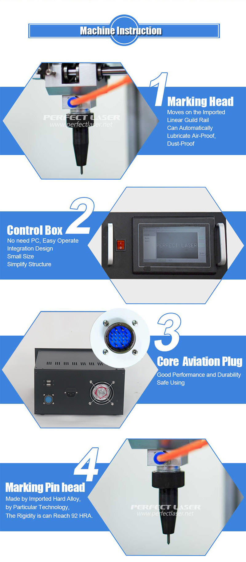 Handheld Dot Peen Marking Machine For Metal Aluminum Carbon Steel Stainless Steel Parts