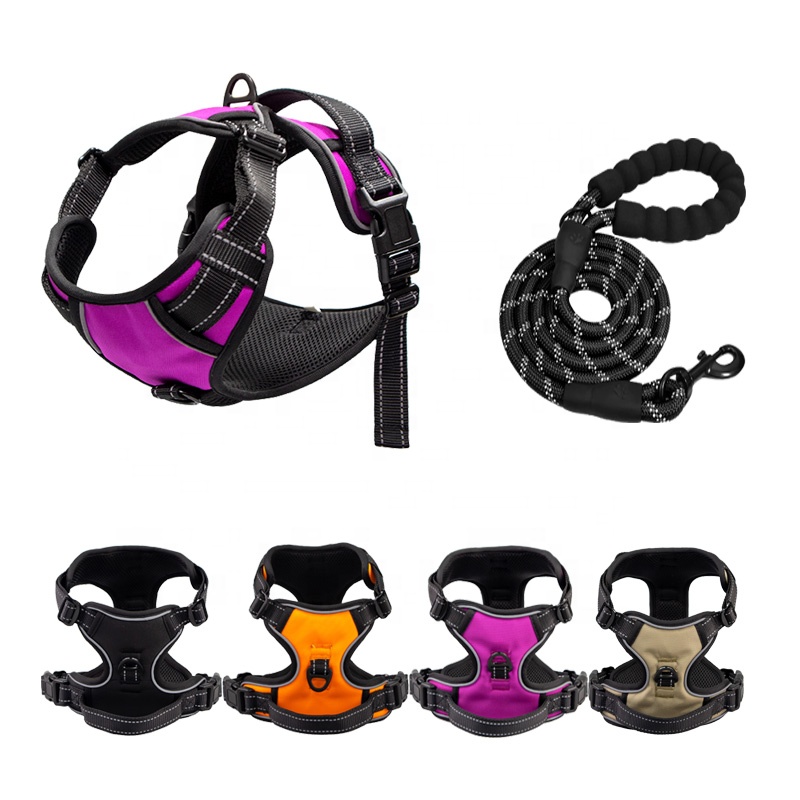 Adjustable Dog Harness Set Polyester Dog Leash Collar For Pet Animal