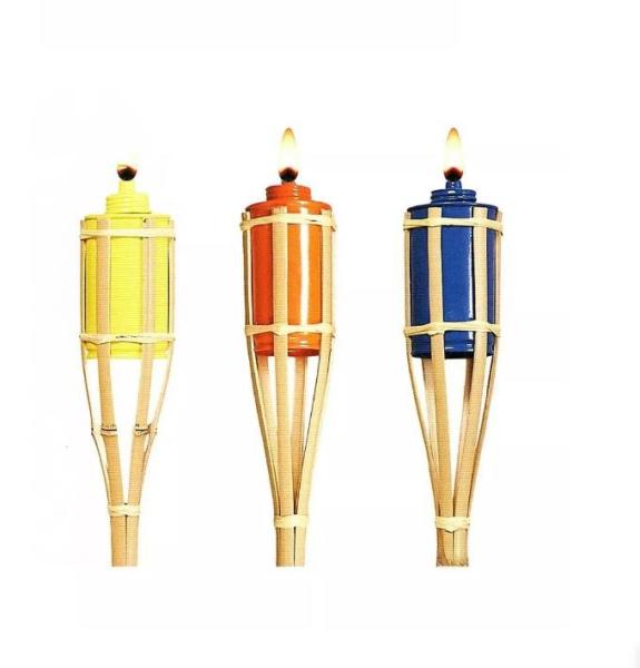 Outdoor Natural Bamboo Tiki Torch Yard Deck Decoration Garden Toy Colorful For