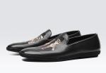 Hand Painted Flat Soft Leather Loafers , Printed Mens Patterned Loafers