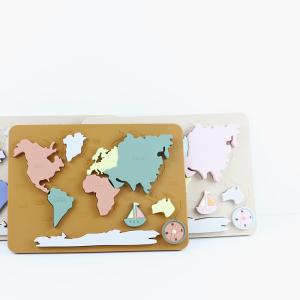 Wholesale World Map Continents And Ocean Silicone Puzzle Baby Gift Montessori Educational from china suppliers