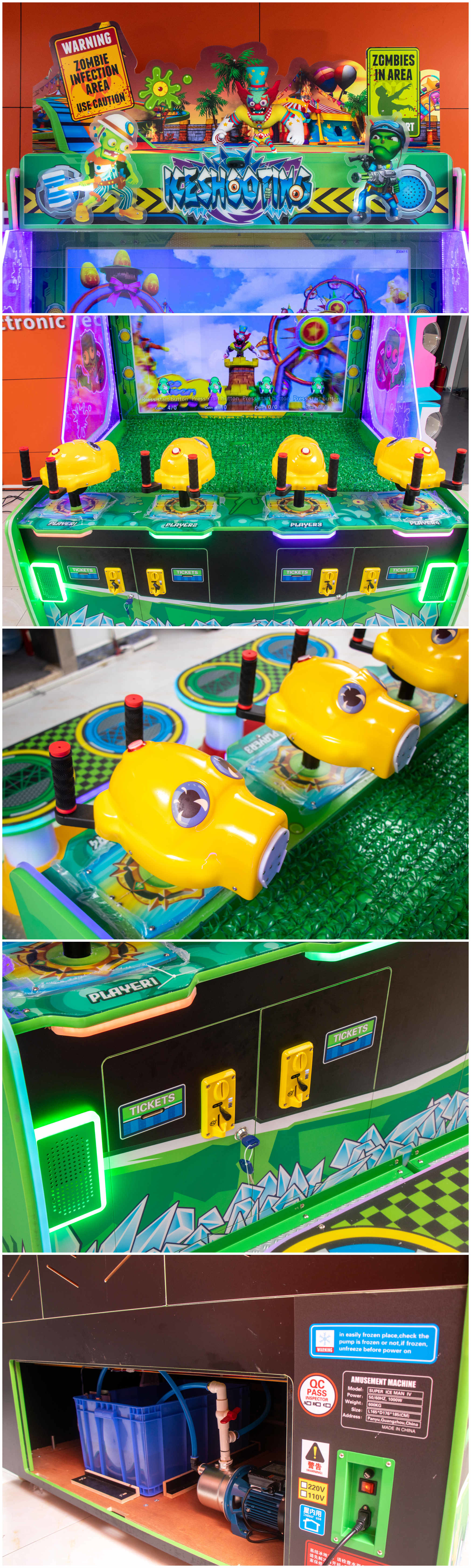 500W Ticket Redemption Game Machine Coin Op 4 Player Water Shooting Game Arcade Machine