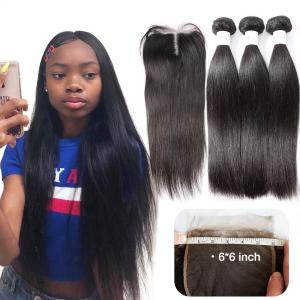 Wholesale 100 Unprocessed Virgin Brazilian Hair For Lady , 6 X 6 Lace Closure With Bundles from china suppliers