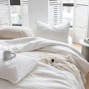 Wholesale 100% Pure Linen Duvet Cover Set 3Pcs Striped Washed Natural Flax Bedding Set from china suppliers