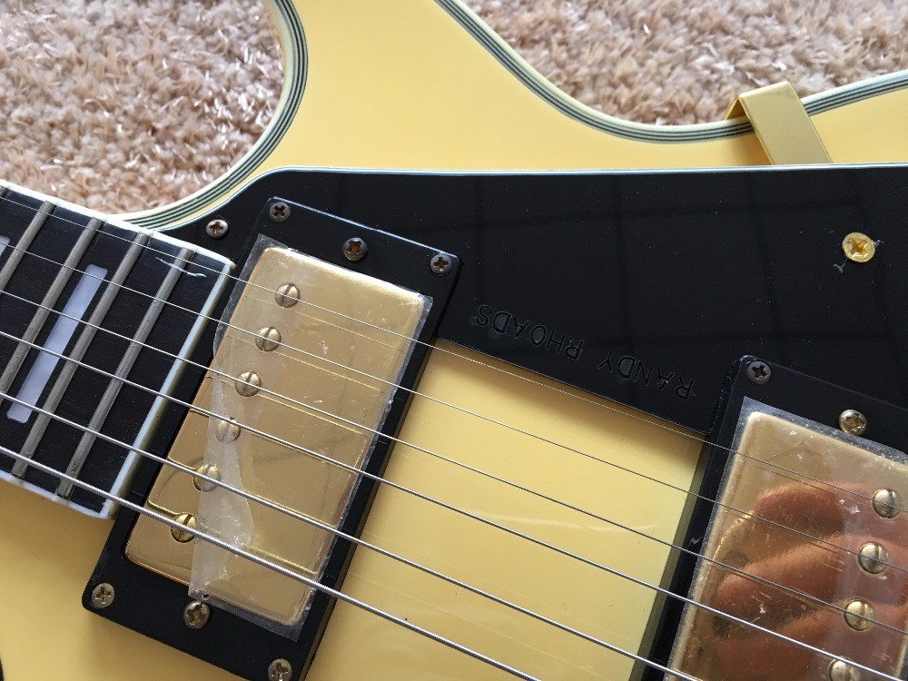 Custom guitar shop lp electric guitar Cream color 7 ply binding Ebony fingerboard Golden hardwares Grover tuner Randy Rh