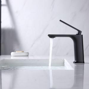 China Single Hole Matte Black Bathroom Taps Deck Mounted Single Lever Basin Mixer on sale