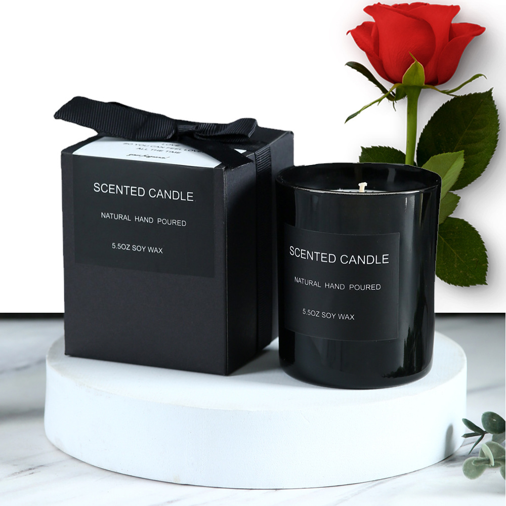 Custom Logo Glass Candle Jars Package with Ribbon Luxury Paperboard Candle Box Packaging