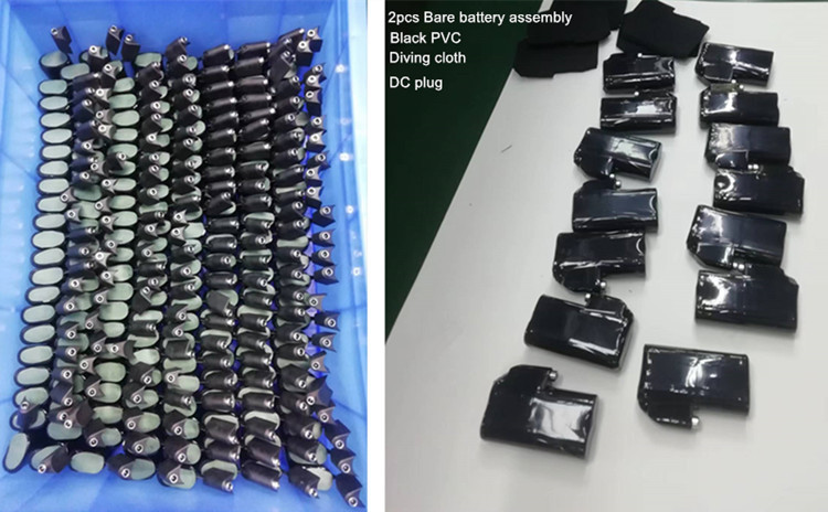 Black cloth wrapped 18650 li ion batterie pack 2S1P 7.4V 2000mAh 2200mAh 2600mAh 3500mAh battery packs for heated gloves