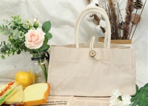 Wholesale Natural Jute Shopping Bag Customized With Cotton Weabing Handle And Button from china suppliers