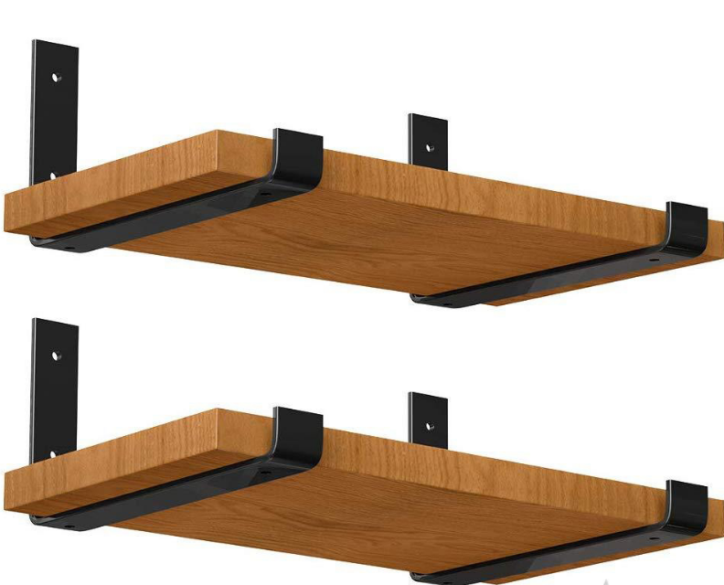 DIY Floating Shelf Stainless Steel J Brackets with Lip Wall Mounting Metal Shelf Supports