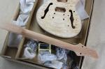 Custom Semi-hollow Electric Guitar Kit(Parts) with Mahogany Body ans Neck,Flame