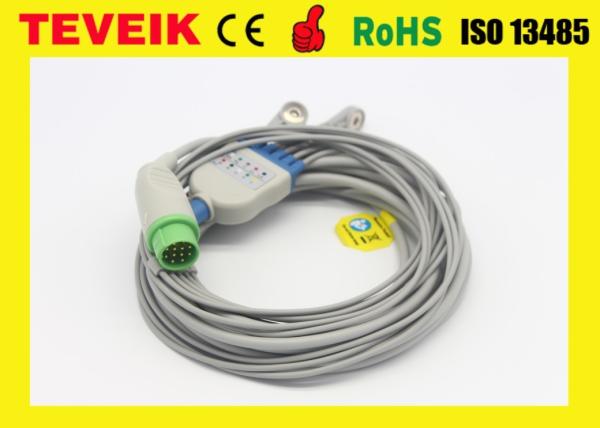 Fukuda Denshi DS-7100 /7200 5 Leads ECG Cable , Round 12pin ECG Lead Wires With