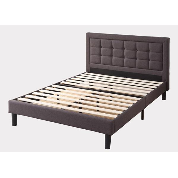 Modern Fabric Bed Frame Upholstered Button Tufted Premium Platform Bed Wood Slat