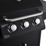 Bistro 3 Burners Gas BBQ Rotisserie Stove with Warming Area and Flat Plate