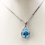 Sterling Silver 9mmX11mm Oval Purple Cubic Zirocnia Pendant (P33E)