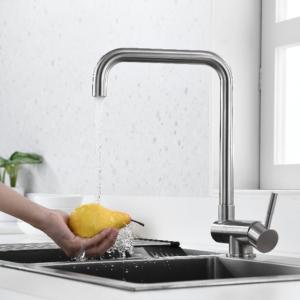 Wholesale Angled Spout Kitchen Basin Taps 18/10 Stainless Steel Hidden Kitchen Faucet from china suppliers