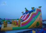 Outdoor 8m * 6m Double Lanes Dinosaur Blow Up Dry Slide By Plato 0.55mm PVC