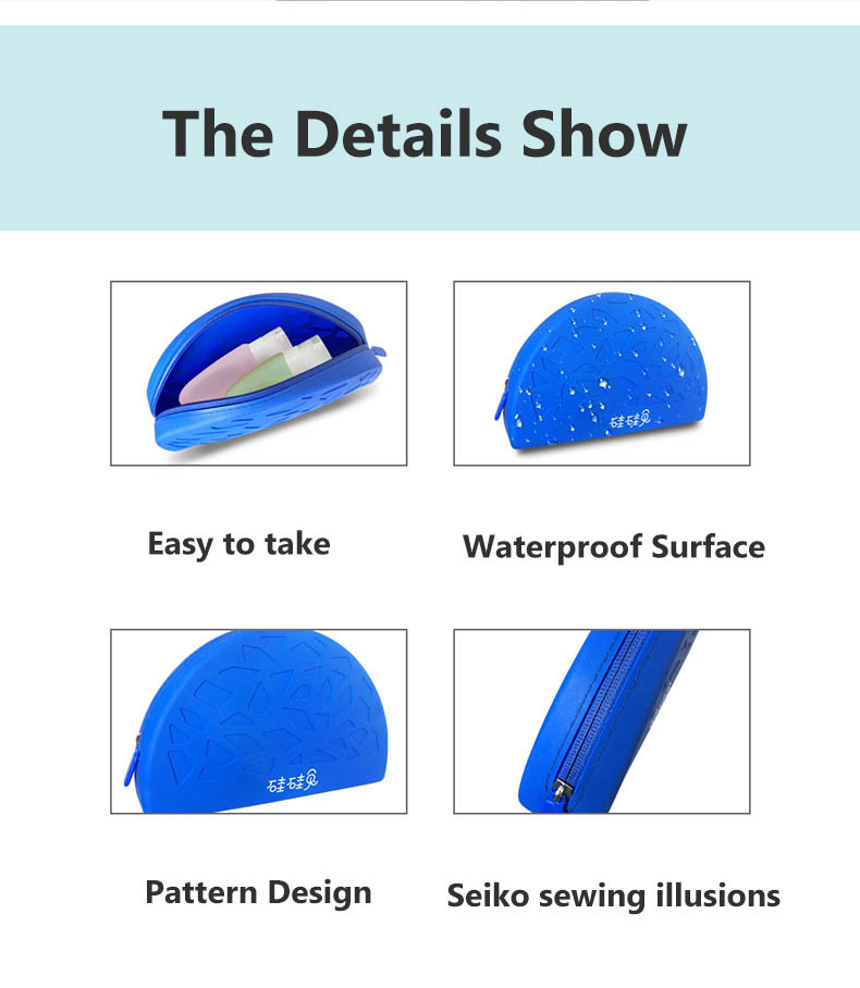Fan Shaped Soft Waterproof Silicone Makeup Bag Lightweight And Portable Travel Small Item Storage Bag