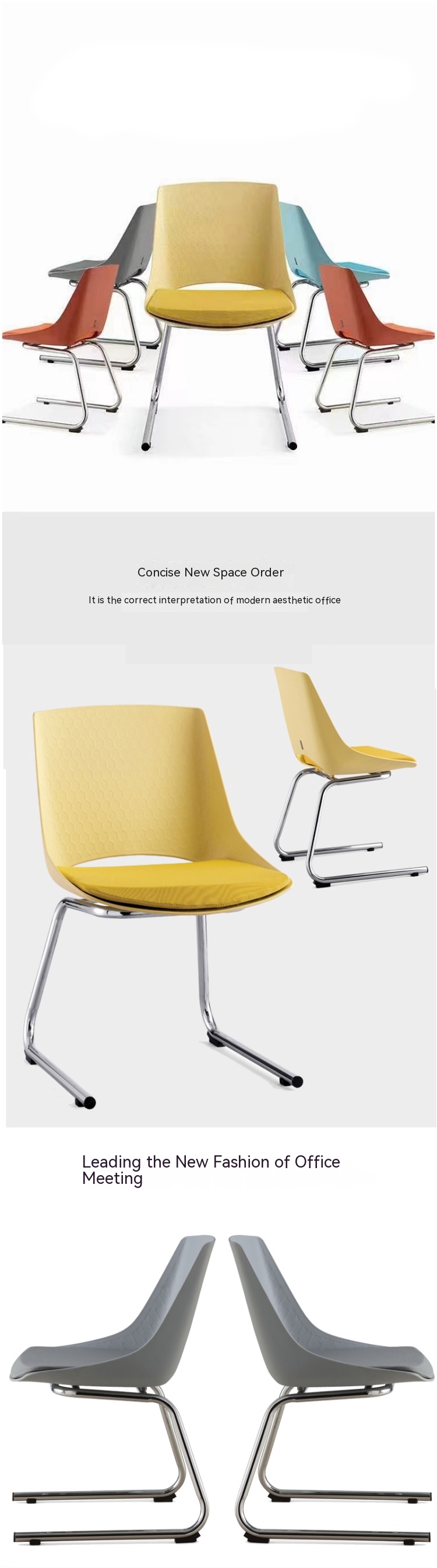 OEM ODM Office Sleigh Leg Modern Design Stackable Training Center Chairs with 0.33CBM
