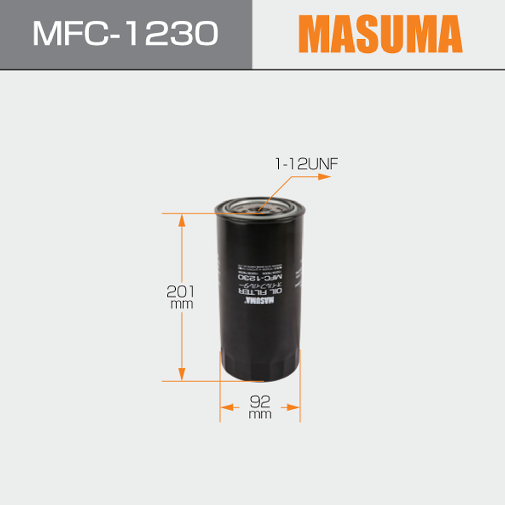 No MFC-1230 MASUMA Spin-on Auto Engine Systems car oil filter AY100-NS031 15209-0T000 15209-0T00A 15209-T9001 For NISSAN ATLAS