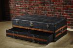 Top Genuine Leather Side Coffee Table Crocodile Grain Solid Wood Bar Decoration