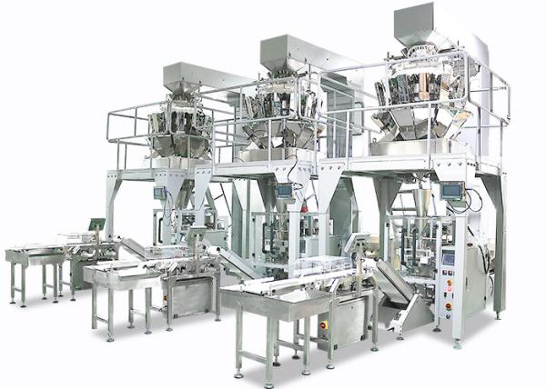 50 / 100g Automatic Chips Packing Machine , 10 Heads Weighing And Packing