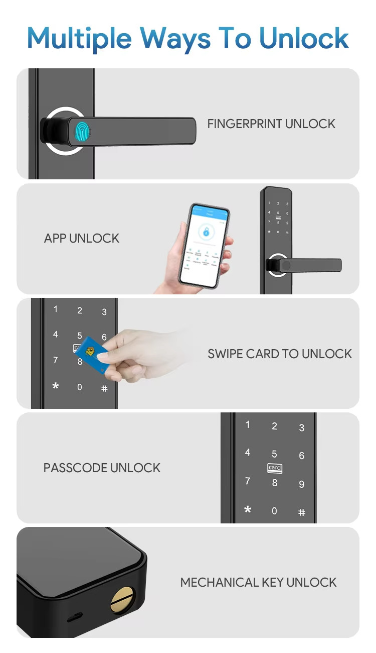 Ttlock Biometric Fingerprint Door Lock 38mm - 55mm Bluetooth Password Lock Digital