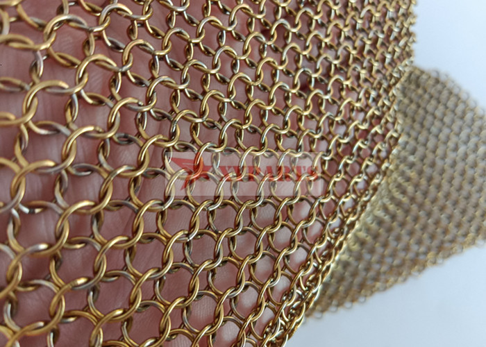 Brass Copper 7mm Stainless Steel Chain Mail Ring Mesh Curtain With Welded Type