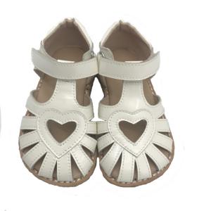 Wholesale Summer Girls Close Toe Sandals Soft Mirrored Cowhide Leather White Sandals Shoes from china suppliers