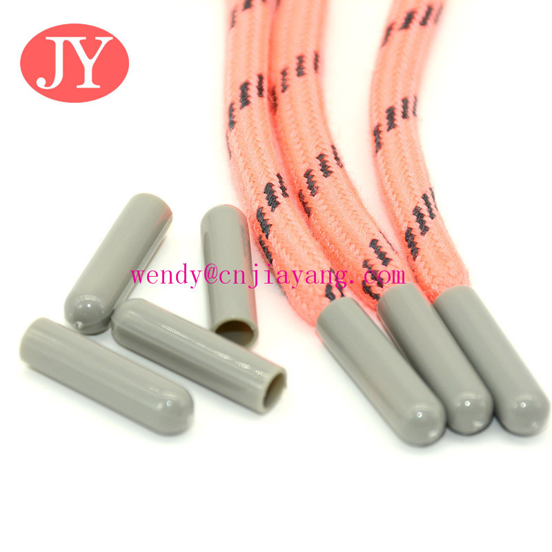 plastic glossy black color plastic shoelace head end cap shoelace tips