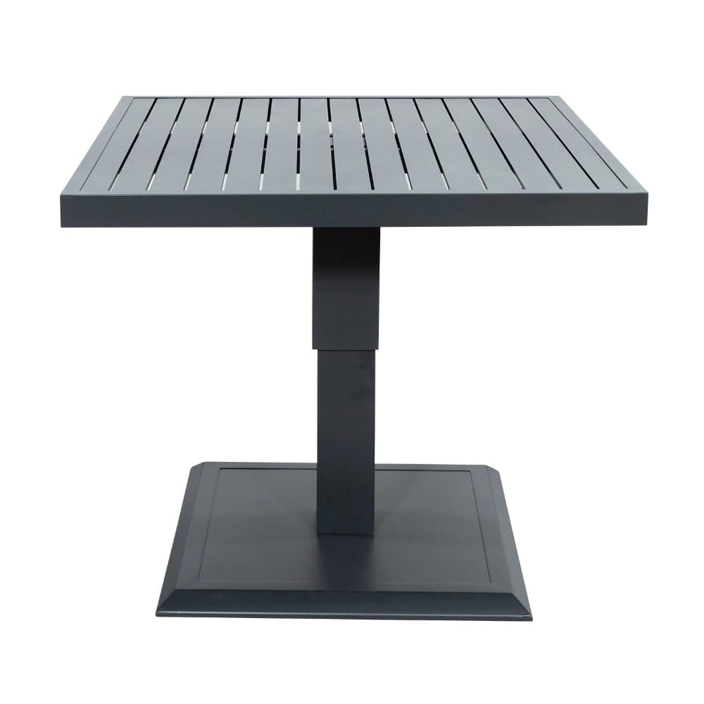 Adjustable Height Outdoor Dining Table with Armchair AJUNION Modern Aluminum Patio Set