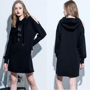 China Clothing Fashion Women Cold Shoulder Hoodie Dress on sale
