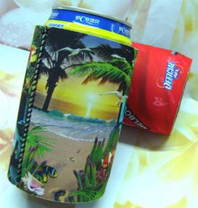China neoprene can chiller with heat transferring huggies / cool neoprene can koozie with base on sale