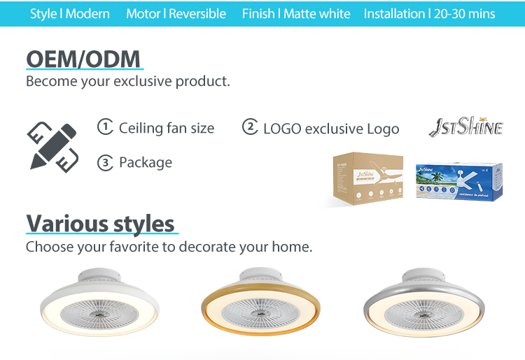 22" Blade Size CB Certificate Smart Remote WiFi Control Round Design LED Ceiling Fan