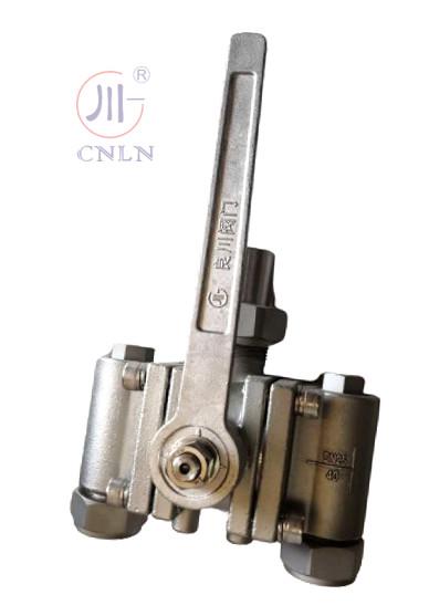 Low Temperature 3 Way Ball Valve DN25 Stainless Steel For LNG / LOX / LN2 / LAR
