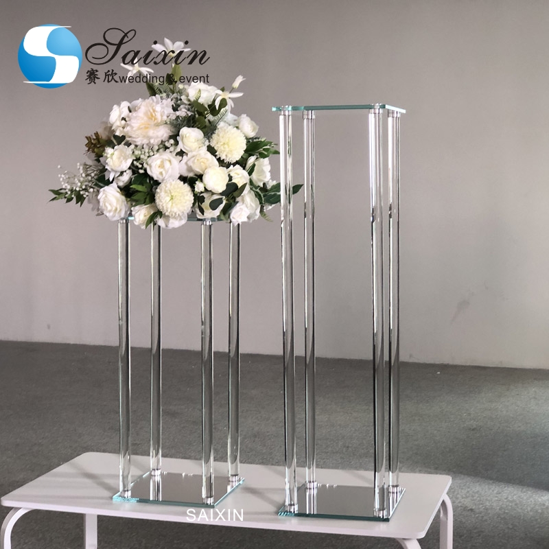 160CM wedding standing flower arrangements square gold black white