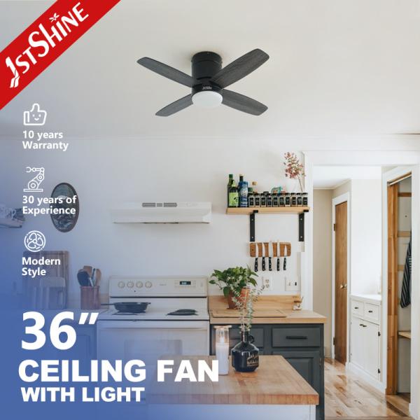36 Inch Modern Led Invisible Ceiling Fan Mini 4 Plywood Blades Low Profile