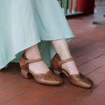 S333 Retro Ethnic Style Forest Style Pastoral Style Literary Single Shoes Hollow