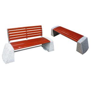 Wholesale ODM Modern Stone And Wood Outdoor Benches With Backrest Flanged Surface Mounted from china suppliers
