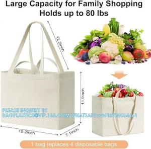 Wholesale Canvas Grocery Shopping Bags - Canvas Grocery Shopping Bags With Handles - Cloth Grocery Tote Bags - Reusable Shopp from china suppliers
