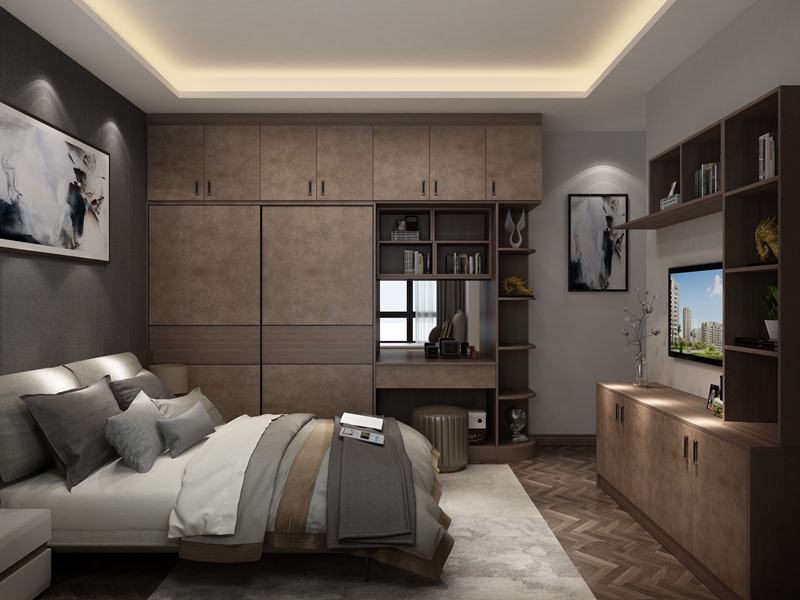 Storage Solution YALIG Modern Style Sliding Swing Door Closet Wardrobe with Book Shelf