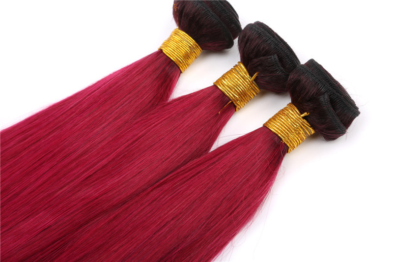 12-24 Inches Burg with Dark Roots 8A Grade Unprocessed Virgin Hair Extension