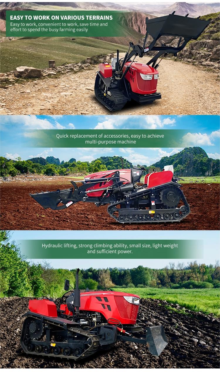 Orchard Mini Tractor , Vineyard Crawler Tractor 50HP With Rotary Tiller Plow