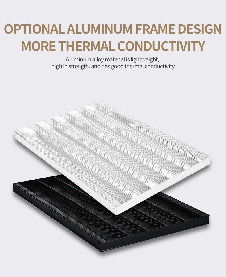 600*400mm Aluminium Baguette Baking Molds Double-sided Non-stick Coating for Easy Release