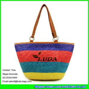 Wholesale LUDA 2016 women's tote straw handbag in striped color chain strap wheat straw bag from china suppliers