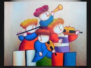 Wholesale OEM Cartoon Decoration Paint Handmade Oil Painting On Canvas, Wood Board ETH113 from china suppliers