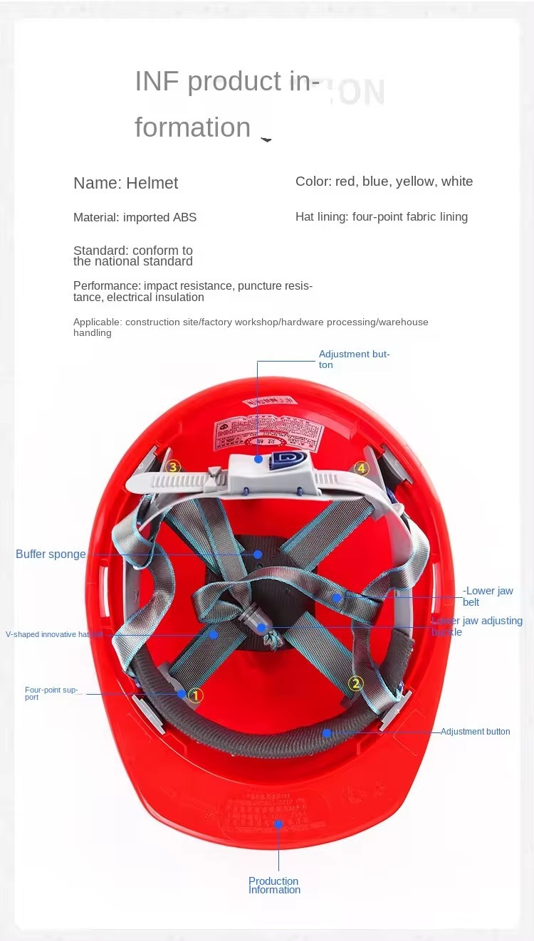 Safety Helmet V Shaped Breathable ABS Anti Smashing Breathable Construction Site Thickening Wholesale Customizable