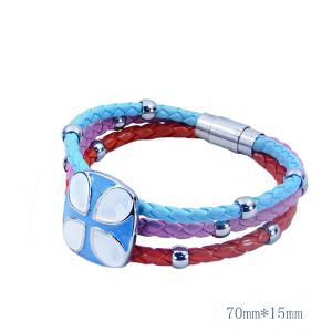 Wholesale Europ American Fashion Trendy Stainless Steel Geniune PU Leather Bracelet Bangle LBL184 from china suppliers