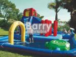 Mobile Attraction Inflatable Water Park Equipment , Splash Water Park For Little